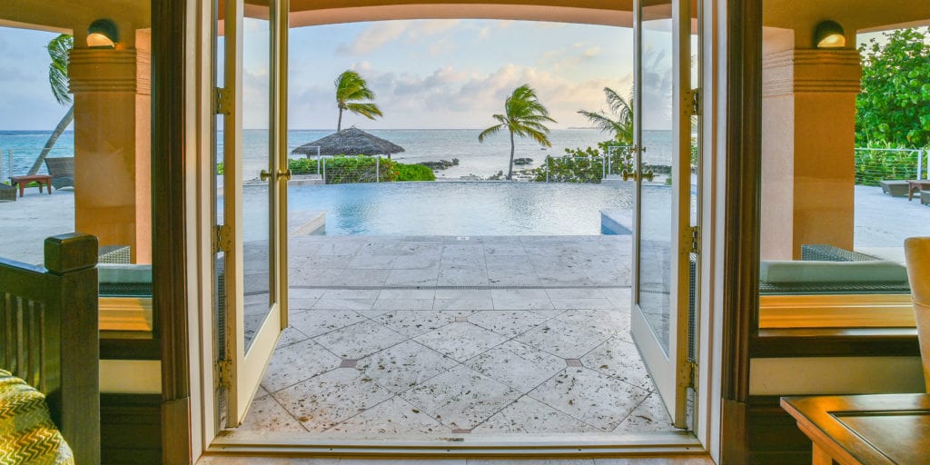 Home view of Caribbean Sea and pool.
